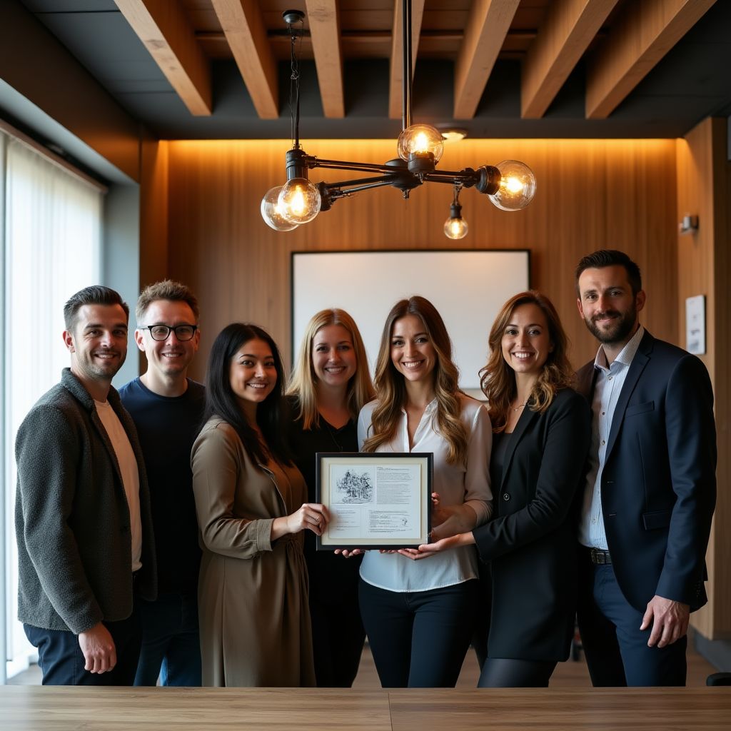 Equipo celebrando éxito de proyecto